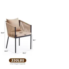 Syemin Patio Seating Sets of 2, Rattan Wicker Patio Furniture Chairs with Cushions for Garden, Deck, Backyard, Poolside, Beige, 18.9"*24.6"*30.5"