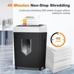 Bonsaii 15-Sheet Cross-Cut Paper Shredder, 40 Mins Run Time, Anti-Jam System, P-4 High Security, Supports CD/Credit Cards/Staple, 5 Gal Pullout Bin