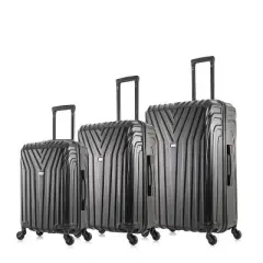 InUSA Vasty Lightweight Hardside Checked Spinner Luggage Set 3pc