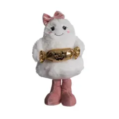 Transpac Plush Standing Ghost Decorative Figurine for Halloween Indoor Use Adorable Tabletop Decoration Gift