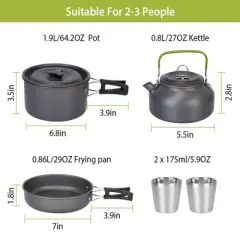 FURNIinspire Outdoor Grills, Griddles and Smokers Premium Camp Chef Set, Gourmet Outdoor Cookware for Small Groups BBQ Time, Black, 7.48"*7.48"*5.12"