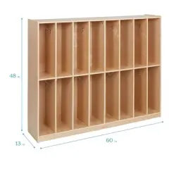 ECR4Kids 16-Section Coat Locker, Classroom Furniture, Natural