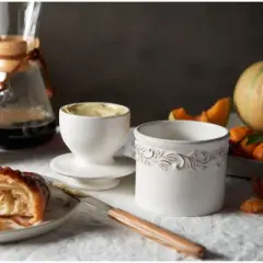 Butter Bell&reg; Crock &ndash; White Linen Antique Ceramic Butter Keeper, Vintage-Style Butter Dish for Fresh, Spreadable Butter