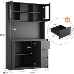 Kitchen Pantry Cabinet,71" Tall Storage Cabinet with Doors and Shelves Adjustable,Kitchen Storage Hutch Corner Pantry Cabinet