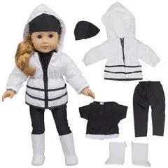 Dress Along Dolly Winter Snow Outfit for American Girl Doll, 5 Pieces