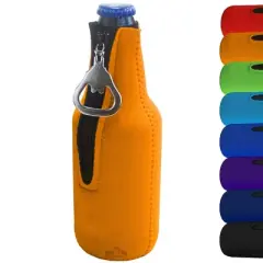 Neoprene Bottle Cooler Sleeves for 12oz Bottles with Bottle Opener- 1-Pack - Blank Design - Dual Sided Insulation Keeps Your Drinks Cool