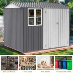 Syemin Deck Boxes,Yard Equipment Sanctuary, Contemporary Charcoal Shed,A Smart Solution for Garden Storage,Gray,119"*93.1"*75.96"