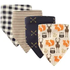 Hudson Baby Infant Boy Cotton Bandana Bibs 4pk, Forest, One Size