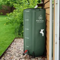 Pure Garden 26.4gal Collapsible Rain Barrel with Volume Scale Mark: PVC Material, Corrosion-Resistant, No-Tool Assembly