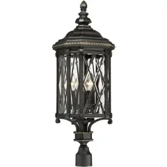 Minka Lavery Vintage Outdoor Post Light Fixture Black 32 1/2" Clear Beveled Glass for Post Exterior Barn Deck House Porch Patio