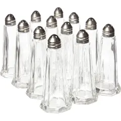 Slickblue Glass Tower Seasoning Shakers &ndash; 1 oz, Bulk 12-Pack with Stainless Steel Screw-On Lids