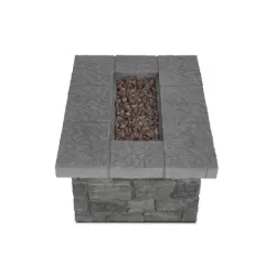 Sedona Rectangle Fire Pit with NG Conversion Gray - Real Flame