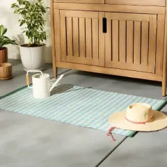 30"x50" Gingham Check Indoor/Outdoor Handmade Accent Rug - Hearth & Hand&trade; with Magnolia