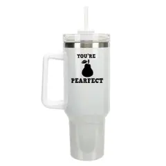 100 North You're Pearfect Pear Fruit Perfect 40 oz. Stainless Steel, Large Water Bottle Coffee Mug, Spill & Leak Resistant, Thermal Travel Tumbler