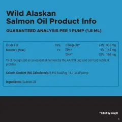Pet Honesty Wild Alaskan Salmon Oil Meal Topper for Dogs and Cats, 16 fl oz