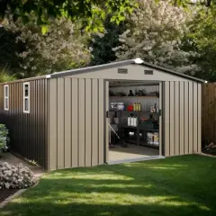 Outdoor 10x12 FT Storage Sheds, Storage Sheds with Two daylight Windows, Extra Large Size Storage Sheds with 0.25mm Steel Plate-Coolbibila
