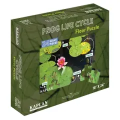 Kaplan Early Learning STEM Learning Frog Life Cycle Floor Puzzle from Egg to Frog - 24 Pieces