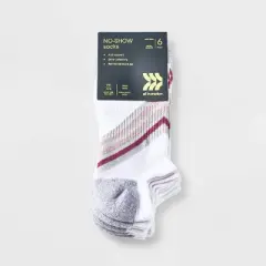 Women's 6pk Varsity Striped No Show Athletic Socks - All in Motion&trade; 4-10