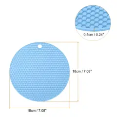 Unique Bargains Silicone Heat Resistant Non-Slip Flexible Trivet Mats Light Blue 2 Pcs