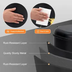 8 Gallon Step Trash Can, Bathroom Garbage Can with Soft-Close Lid, 30L Kitchen Trash Bin, Black