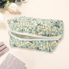 Unique Bargains Women Portable Floral Quilting Makeup Bag 1 Pc