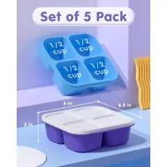 5 Pcs Snack Containers, 4 Compartment Divided Food Storage Containers, Lunchable Container for School, Work and Travel