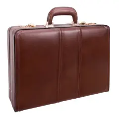 McKlein Coughlin Leather 4.  Expandable Attache Briefcase - Brown