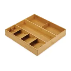 Joseph Joseph DrawerStore Bamboo Cutlery Utensil and Gadget Organizer: In-Drawer Silverware & Utensil Holder, Light Brown