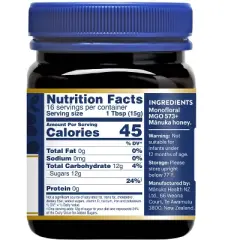 Manuka Health Manuka Honey UMF 16+/MGO 573+ (250g/8.8oz), Superfood, Authentic Raw Honey from New Zealand