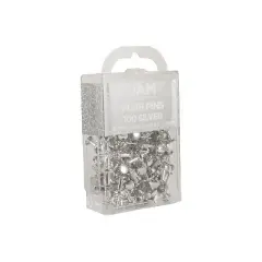 JAM Paper Colored Pushpins Silver Push Pins 2 Packs of 100 (222419054A)