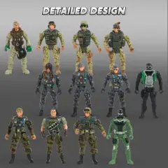 Joyfy 16 Pcs Army Men Action Figures for Boys, Military Toy with 12 Realistic Army Ranger and Weapon Gear Accessories，Birthday for Boys Gift