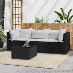 vidaXL Patio Lounge Set Black and White