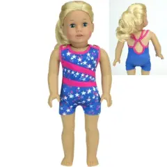 Sophia&rsquo;s Star Print Gymnastics Leotard & Oversized Matching T-Shirt for 18&rdquo; Dolls, Blue/Hot Pink
