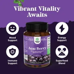 Acai Berry Antioxidant Capsules, Weight Loss Supplement for Immune System, Energy, & Cognitive Health, Nature's Craft, 60ct