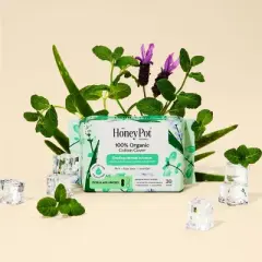 The Honey Pot Company 100% Organic Cotton Cover Cooling Herbal Infusion Regular Liners - 30ct