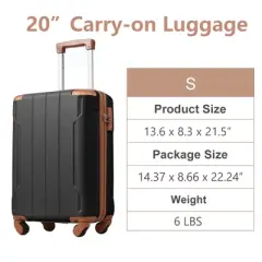 ORRD 28" ABS Hardshell Checked Luggage, Lightweight Expandable Suitcase with TSA Lock & Double Wheels for Travel, Black Brown
