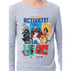 DC League of Super-Pets Unisex Boys Girls Comic Activate! Sleep Pajama Set Grey