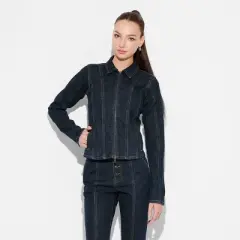 Women's Seamed Denim Moto Jacket - Wild Fable&trade; Dark Wash