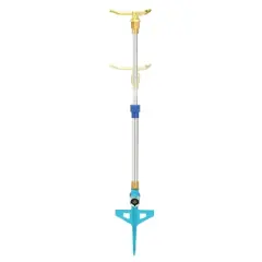 Aqua Joe AJ-ISTAS 3-Arm Brass Rotary 360-Degree Telescoping Sprinkler | Telescoping | 1390 sq ft Max Coverage