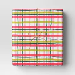30&rdquo; 20 sq ft Christmas Roll Wrap Pink/Green Plaid - Wondershop&trade;
