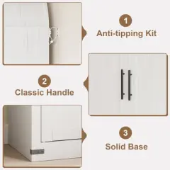 71.6" Tall Pantry Cabinet with Doors, Arched Bookcase with Cabinets, 5 Tier Kitchen Cabinets for Dining Room