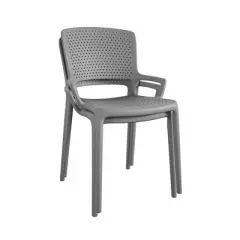 2pk Indoor/Outdoor Stacking Resin Chairs with Square Back & Arms - Room & Joy
