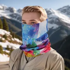 Unique Bargains Sunscreen Face Scarf Mask Red Blue 1 Pc