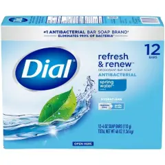 Dial Antibacterial Deodorant Spring Water Bar Soap - 12pk - 4oz each