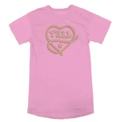 Western Y'all Rope Heart Crew Neck Short Sleeve Pink Raglan Women's Night Shirt