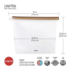 Copco Silicone Food Grade Reusable Storage Bag, Reduce Single-Use Plastic, Air-Tight, Leakproof, Dishwasher-Safe, Eco-Friendly