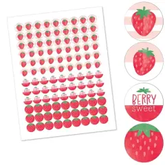 Big Dot of Happiness Berry Sweet Strawberry - Fruit Themed Birthday Party or Baby Shower Round Candy Sticker Favors Labels Fits Chocolate Candy 108 Ct