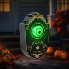 HOMCOM Halloween Decoration, Doorbell w/ Realistic Light-up Eyeball, Sound Activated, Animated Prop for Haunted House