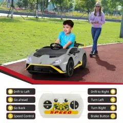 Sandinrayli 24V Kids Ride on Car Licensed Lamborghini STO Electric Car, Gray