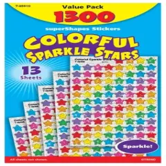 Trend Enterprises SuperShapes Colorful Sparkle Stars Sticker Set, Set of 1300